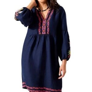 Tommy Bahama St. Lucia Tropical Embroidered Dress Cover Up in Navy blue Large